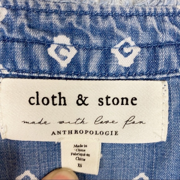 ANTHROPOLOGIE CLOTH & STONE Chambray Mary Lou Shirt Dress XS Coastal Casual - Picture 12 of 15